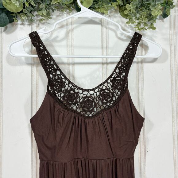 Max and Cleo Boho Hippie Floral Casual Brown Sleeveless Embroidered Top XS - Picture 3 of 9